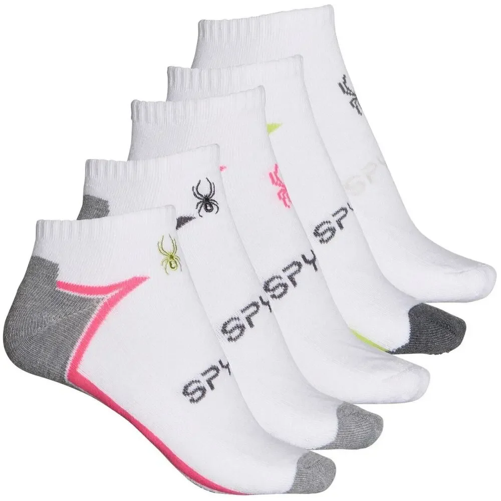 Spyder Women Linear Half Cushion Socks 5 Pairs White Gray Shoe Size 4-10 NEWwTag